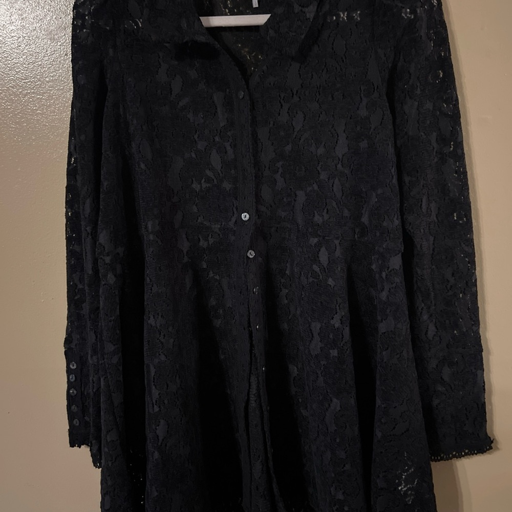 FREE PEOPLE Heather Tunic TOP WOMENS SIZE  S/P  BLACK  Mesh F - Picture 2 of 13